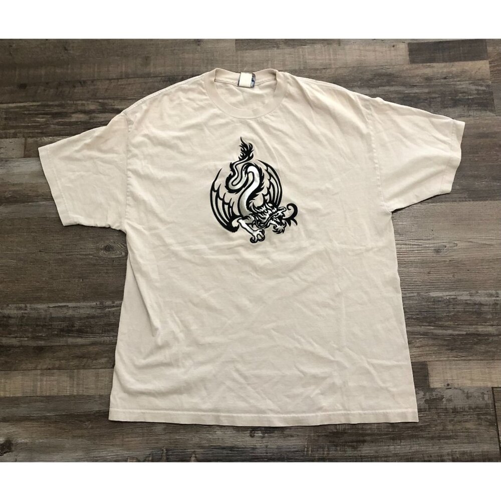 Vintage Mixology Embroidered Dragon Logo Mens XL Gray Tee T Shirt